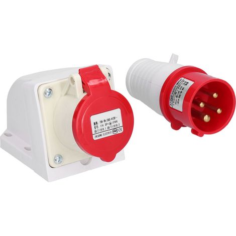 Industrieller Steckverbinder, 3-phasig, 4-polig, Wasserdicht, Aufputzmontage, 380 V/415 V, 16 A, 3p+e-steckerset