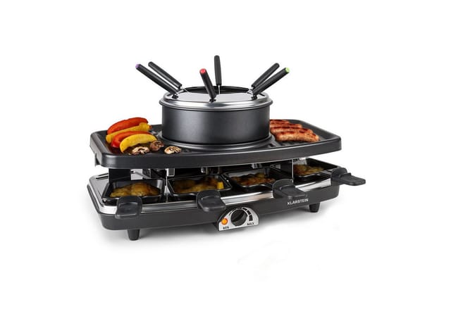 Klarstein - Entrecote 2-in-1 Raclettegrill & Fondue Naturstein 1100w 8 Personen