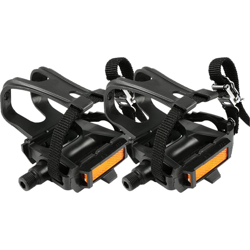 Fahrradpedale Mit Zehenclips Und Riemen. Geeignet Für Outdoor-radtouren Und Stationäre Fahrräder. Einfache Handhabung.