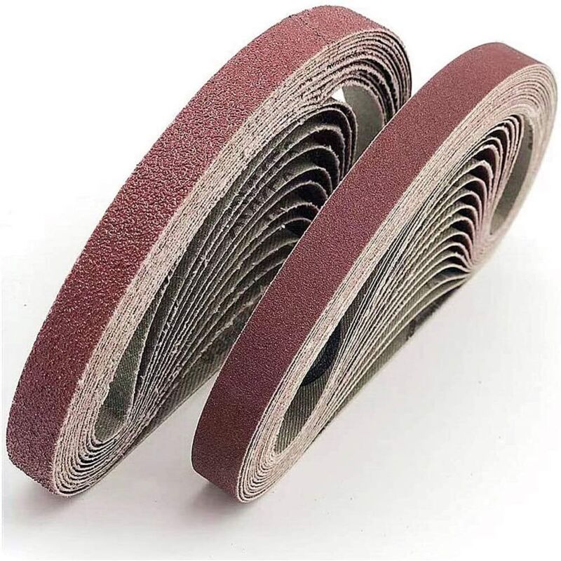 Aougo – Lot De 30 Bandes Abrasives 13x457 Mm – Assortiment Grains 40/80/120/180/320 – Pour Ponçage Bois, Métal Et Plastique – Compatibles Black & Decker