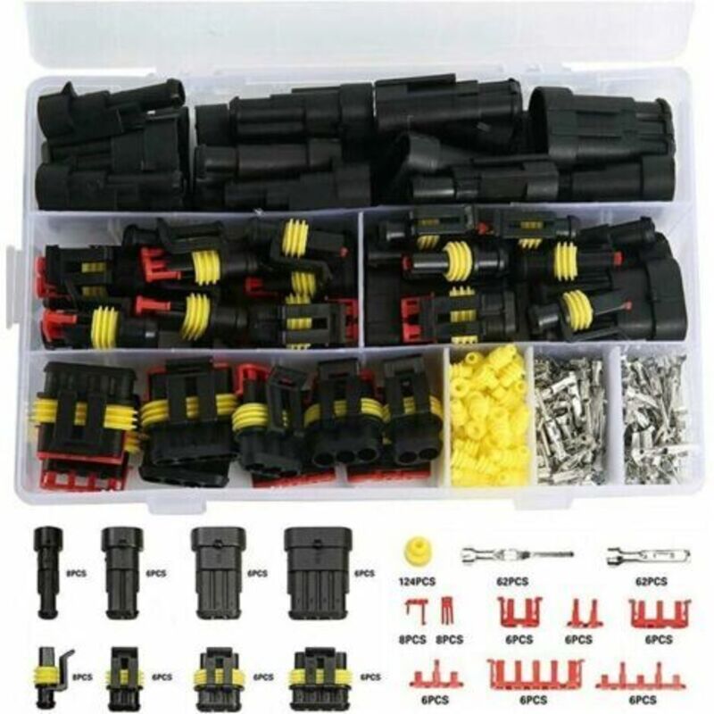 Kit De Connecteurs Imperméables 352 Pièces – Terminaux Électriques Étanches 1/2/3/4 Broches – Pour Motos, Scooters Et Voitures