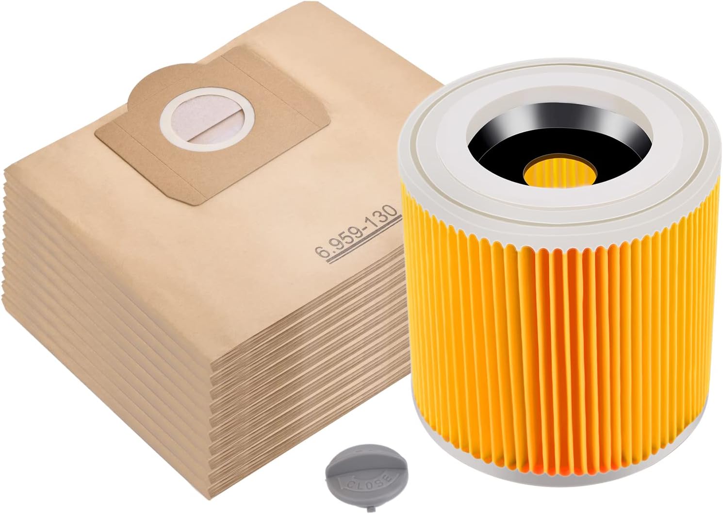Lot De 10 Sacs D'Aspirateur + 1 Filtre Pour Kärcher Wd3 Et Mv3 Remplacement Pour 6.959-130.0 (sac) & 6.414-552.0 (filtre À Cartouche)