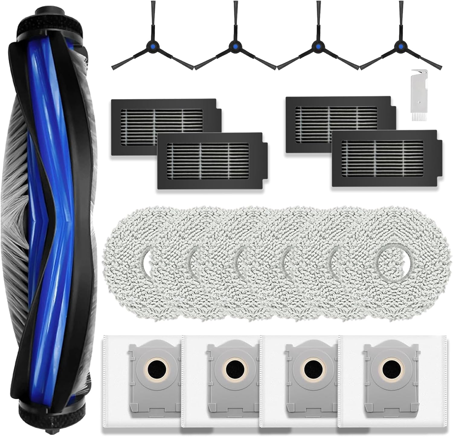 Accessoires Pour Ecovacs Deebot T50 Pro Omni Gen2/t50 Omni Gen2/t50 Pro Omni/t50 Omni/t50 Pro Aspirateur, 1 Brosse Principale 6 Tampons 4 Sacs À Poussière 4 Filtres Hepa 4 Brosses Latérales