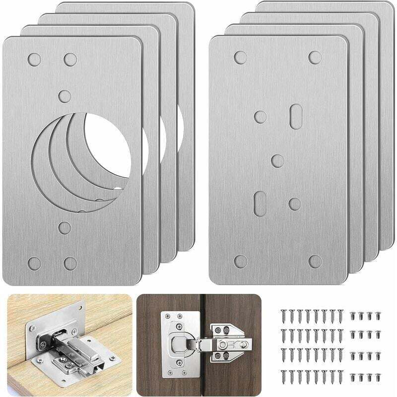 Rnemitery – Kit De Réparation Charnière Pour Meuble En Acier Inoxydable – 8 Plaques Et 48 Vis – Installation Facile Pour Meubles En Bois