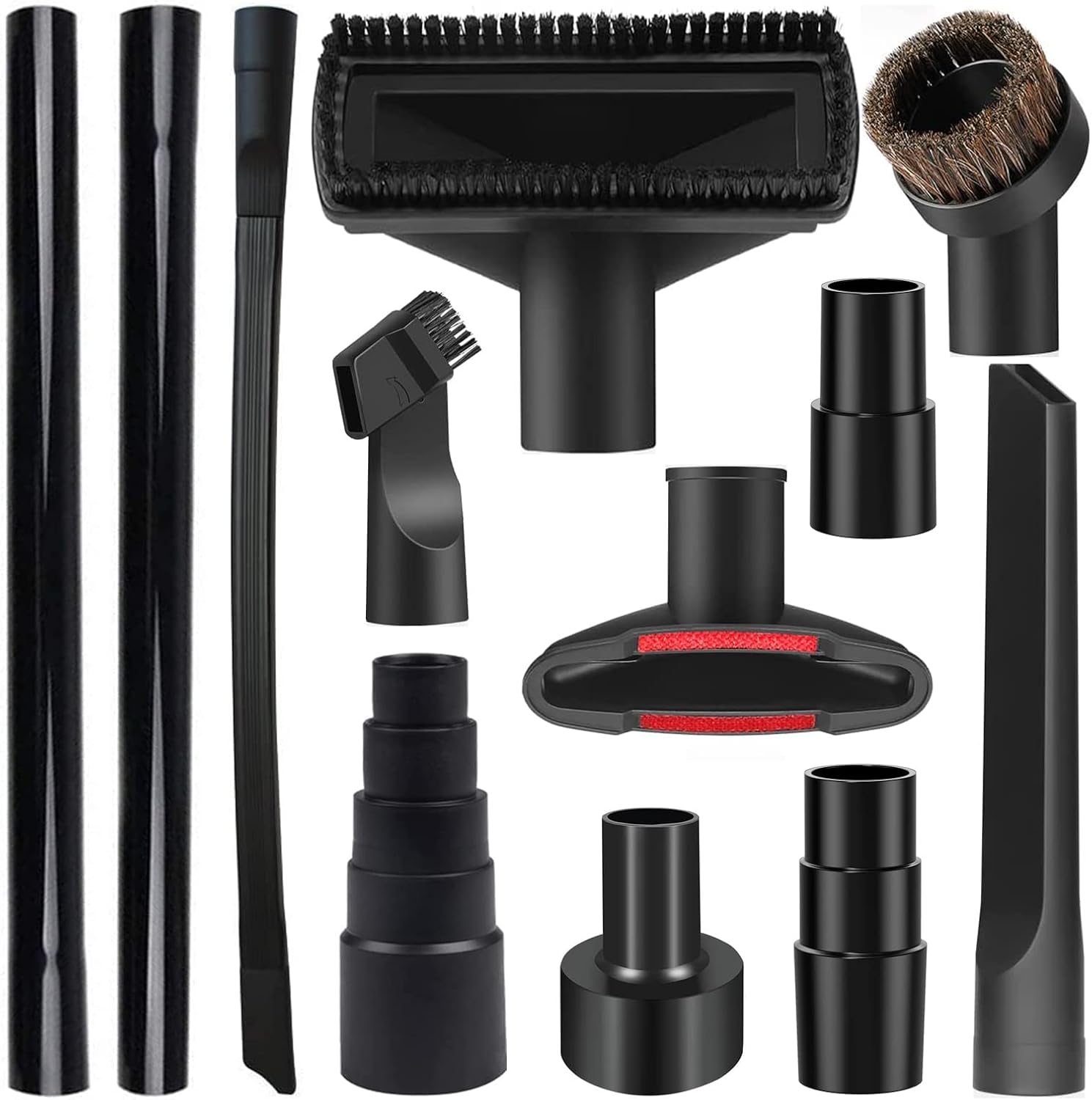 12 Pcs Accessoires Pour Aspirateur De Kits Accessoires D'Aspirateur De 1-1/4 "avec Brosse En Crin De Cheval Baguette D'Extension Adaptateur De Suceur Plat Fflexible Pour Meubles Voitures Ect