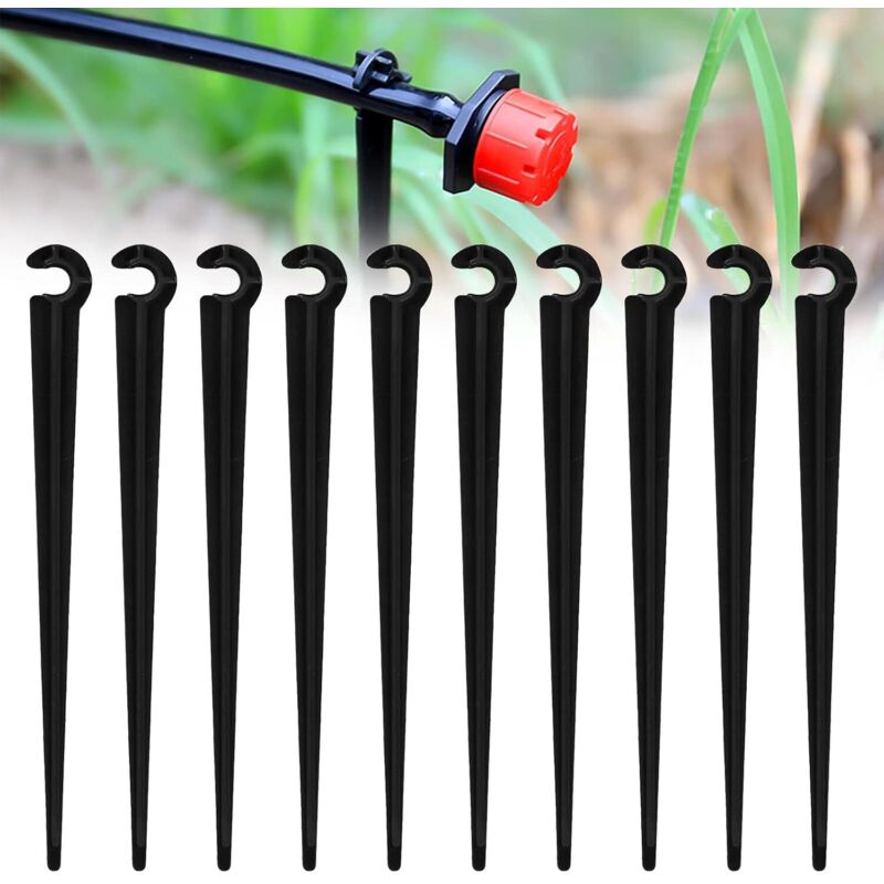 100 Pièces Piquets De Support De Tuyau D'Irrigation, Arrosage En Plastique Piquet De Fixation Au Sol Porte Tuyau, Support D'Égouttement D'Irrigation Pour Arrosage De 4/7 Mm Tuyau