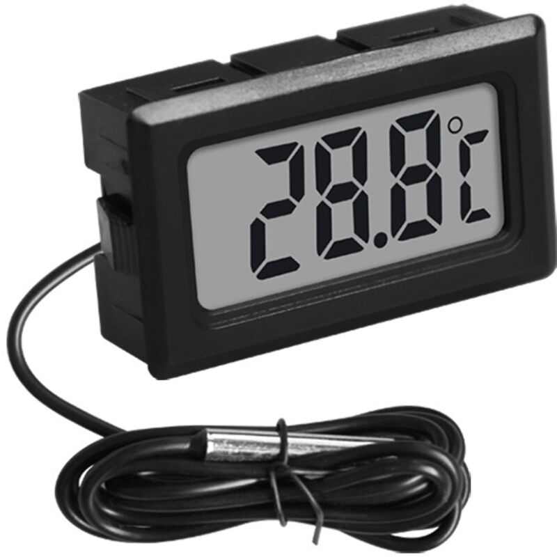 Mini Thermomètre Numérique Avec Écran Lcd, Câble 1 M, Pour Aquarium, Bain Ou Voiture, Noir, 1 Pièce