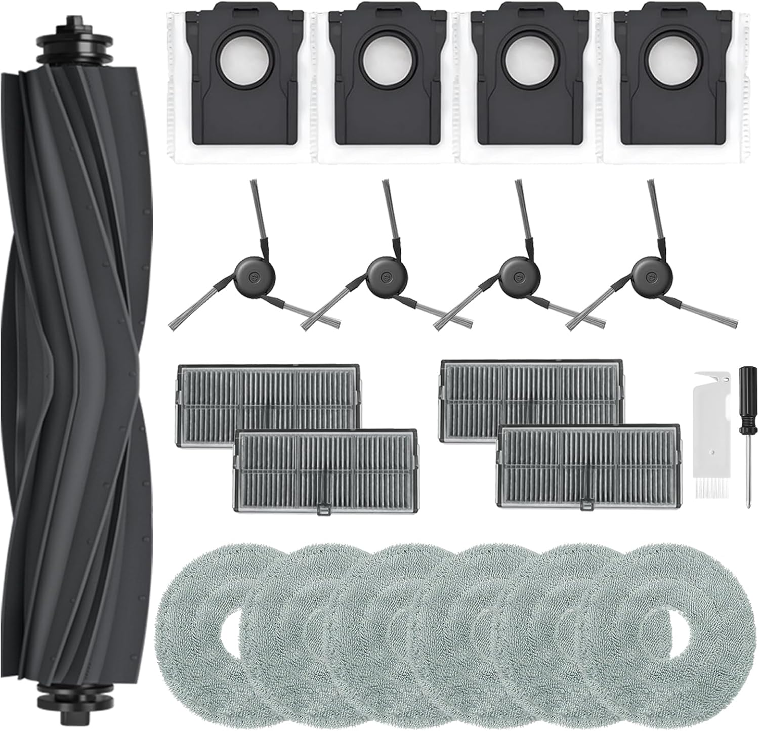 Accessoires Pour Dreame L10s Ultra Gen 3/mova P50 Pro Ultra/x40 Ultra/l40 Ultra/x40 Ultra Complete/x40 Master, 1 Brosse Principale, 4 Filtres, 4 Brosses Latérales, 4 Sacs, 6 Serpillières