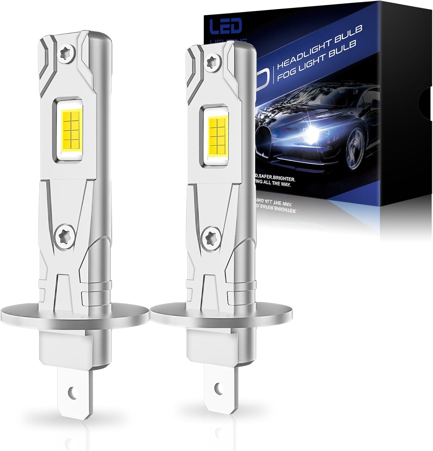 Ampoule Led H1 30000 Lm 220w 7000k Lumière Blanche,nouvelle Génération 2025,réplication,1:1 Phares Halogènes,refroidissement À Double Trou,plug And Play,adaptable Aux Voitures Et Motos,2 Pcs