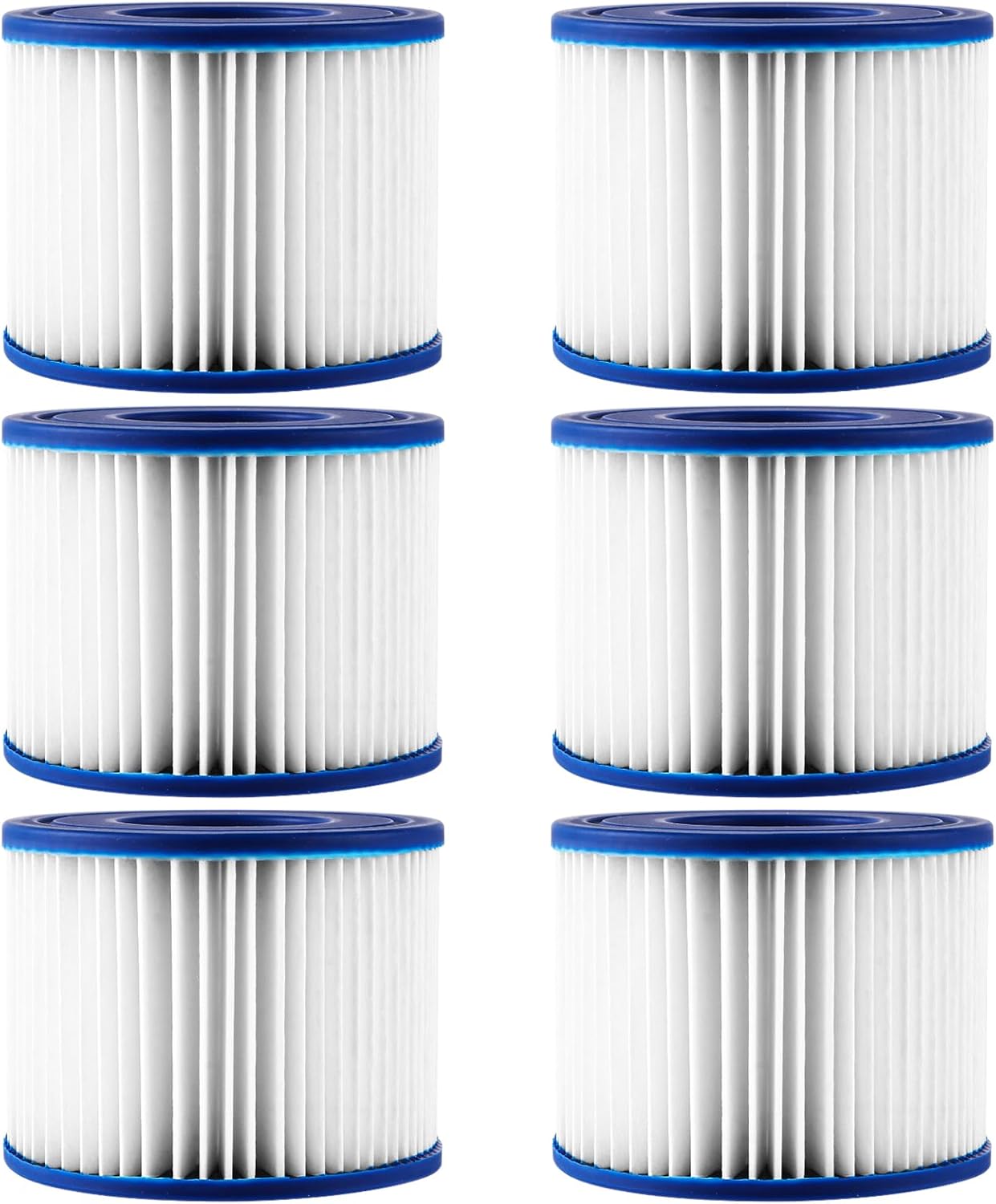 6 Pièces Filtre Spa Vi Pour Spa Gonflable, Filtre Cartouche Pour Bestway, Lay-z-spa Vegas/monaco/palm Springs, Hauteur 79mm, Diamètre Ext. 105mm, Int. 50mm, Matériau Pu Durable