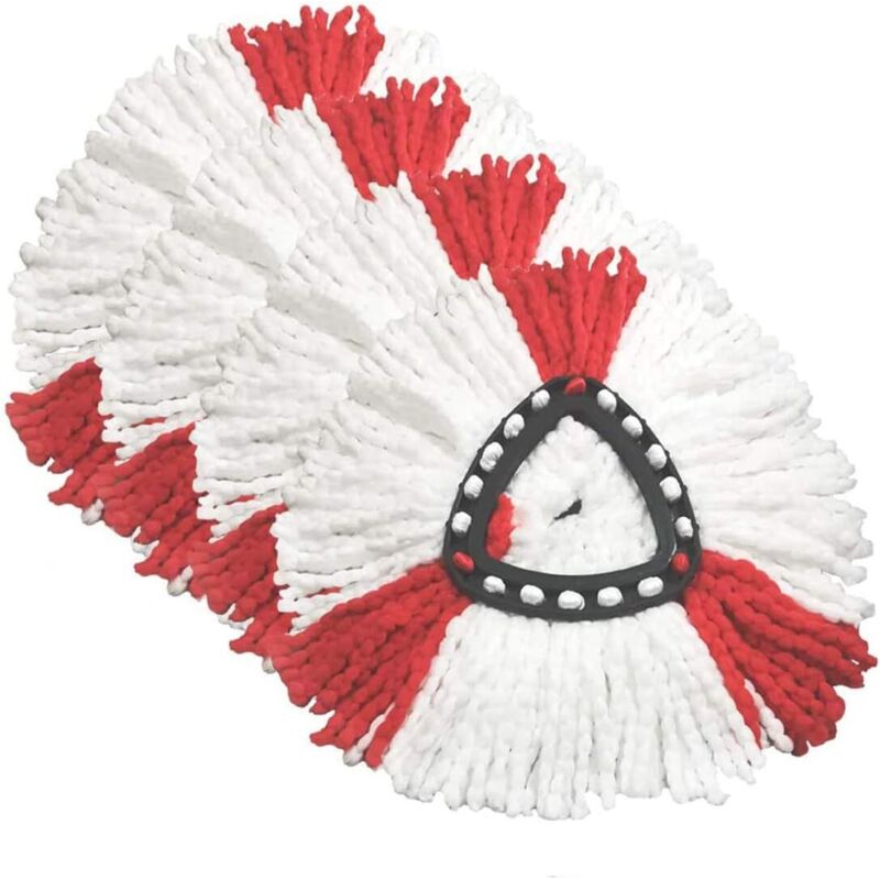 Lot De 4 Têtes De Vadrouille Superfa Compatibles Avec La Tête De Rechange Vileda 2 En 1 Turbo Mop, Microfibre, Rouge, Blanc.