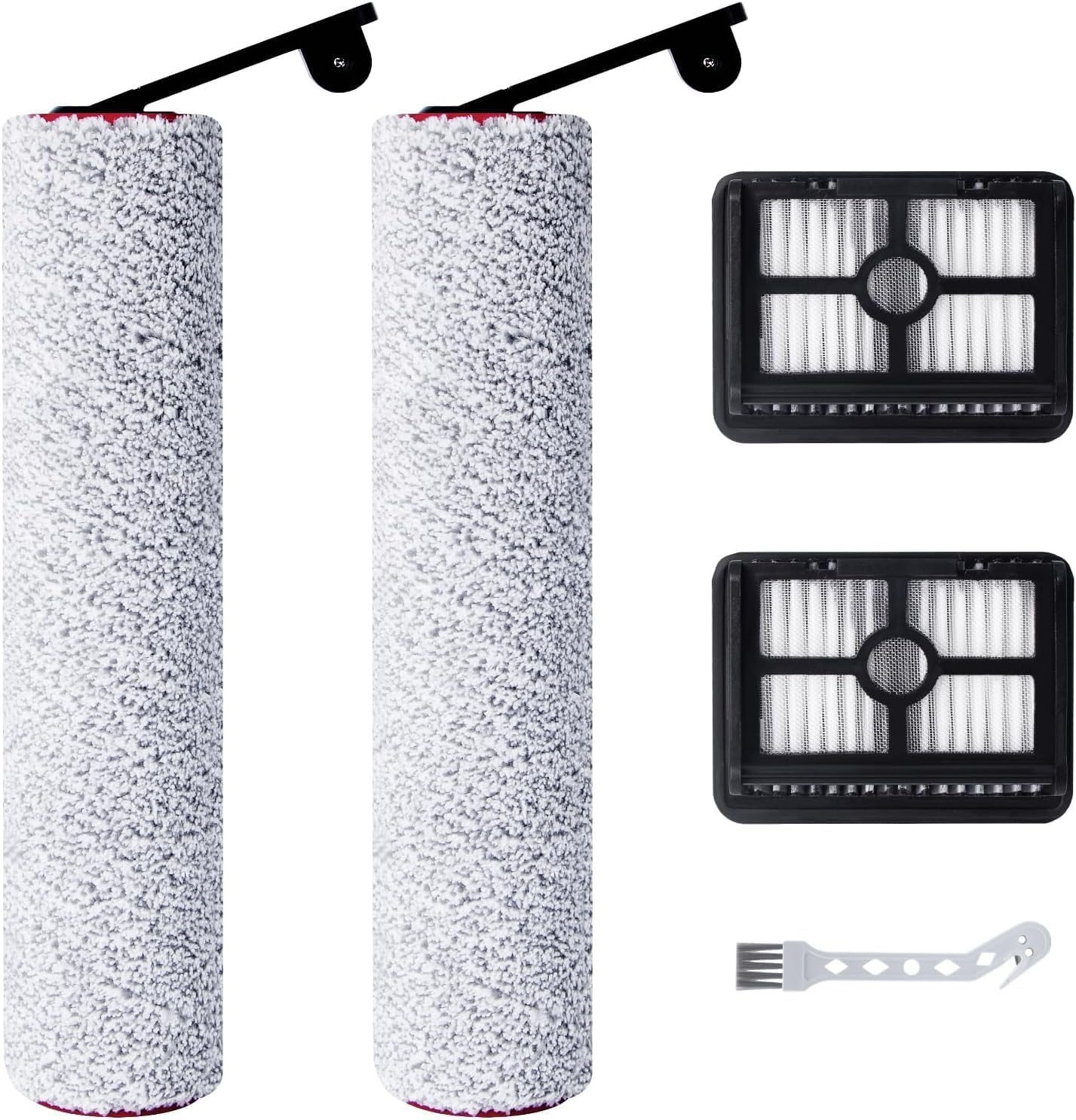 Accessoires Pour Dreame H12 Pro Ultra / H13 Pro Aspirateur Eau Et Poussière, 2 Rouleaux De Brosse + 2 Filtres Hepa + 1 Brosse De Nettoyage
