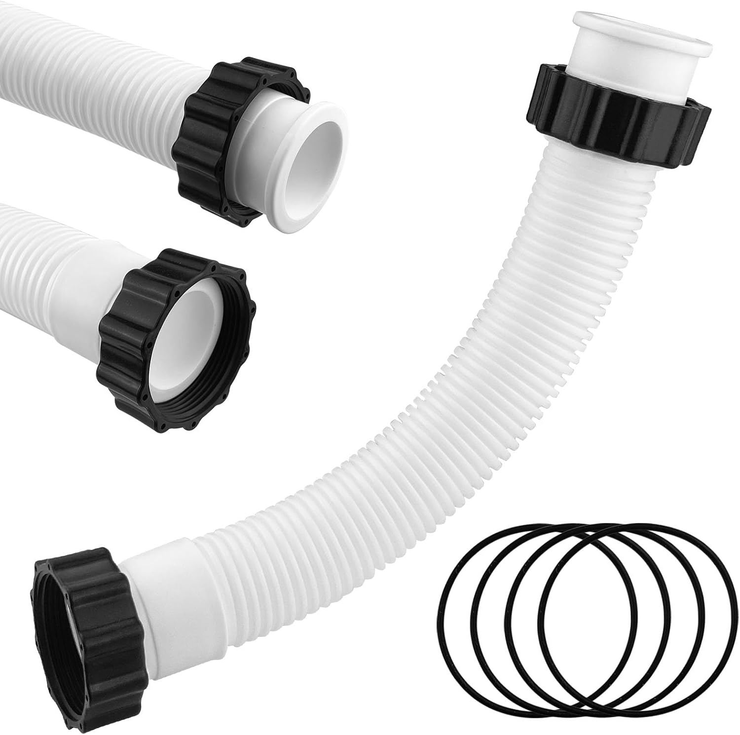 Tuyau De Piscine De 40 Cm, Tuyau De Rechange Pour Pompe De Filtration De Piscine, Réutilisable - Blanc