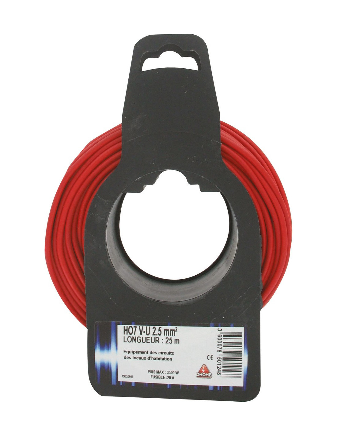 Câble Ho7vu Rouge 2.5mm2 Câble Électrique Monoconducteur Rigide Ho7vu 2.5mm2 Rouge - Dhome