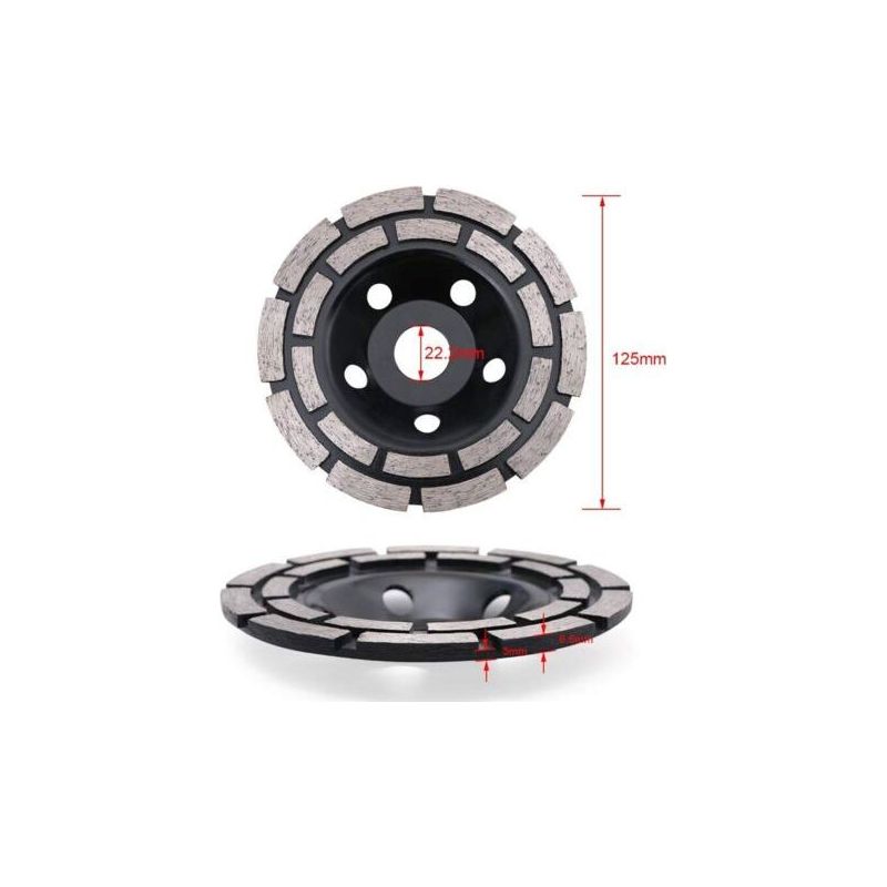 Diamantschleifscheibe Für Beton, 125 X 22,2 Mm, Zweireihig, Universelle Diamantschleifscheibe Zum Schleifen Von Beton, Stein, Granit, Estrich Und Mauerwerk, Universell Einsetzbar