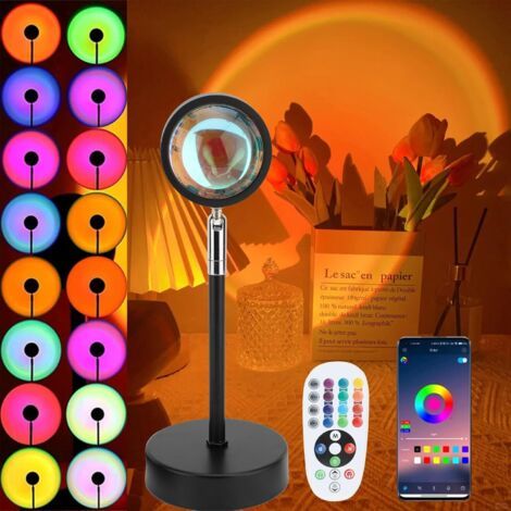 Sonnenuntergangslampe Mit Usb-anschluss, Regenbogenlicht, Höhenverstellbares Led-nachtlicht, 24 Farben, 4 Dynamische Modi, Selfie/fotografie/party - A