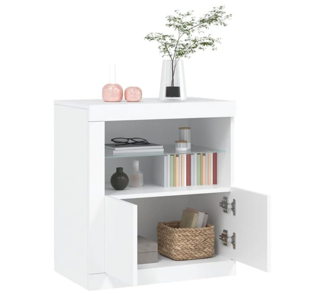 vidaXL Sideboard mit LED-Beleuchtung Weiß 60,5x37x67 cm 836616