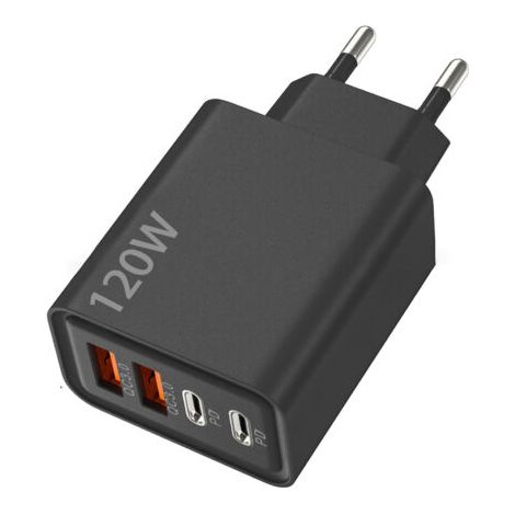 120-w-pd-schnellladegerät Mit 4 Usb-typ-c-anschlüssen – Eu, Mehrfachanschluss, Schwarz
