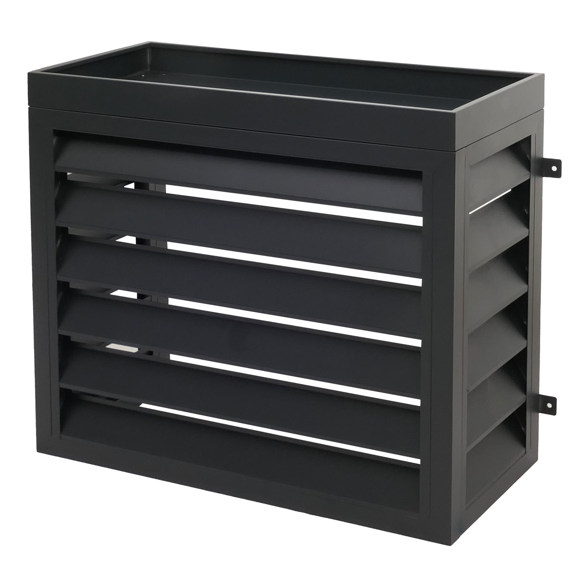 [neuwertig] Verkleidung Für Klimaanlage/wärmepumpe Hhg-150, Abdeckung Schutzgitter Pflanzkasten, Metall 80x90x38cm Anthrazit
