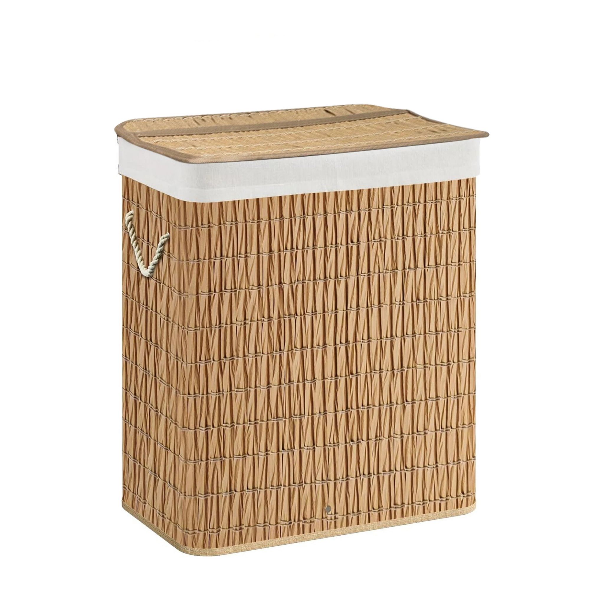 Wäschekorb / Wäschesammler Falster Xl R 100 L Rattan 2 Fächer Hjh Living