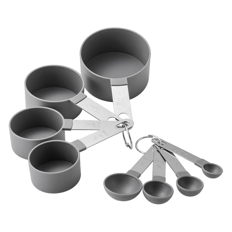 8-teiliges Messlöffel- Und Messbecher-set Für Trockene Und Flüssige Zutaten, Backutensilien, Hitzebeständiges Edelstahl-kochgeschirr-set, Küchenhelfer