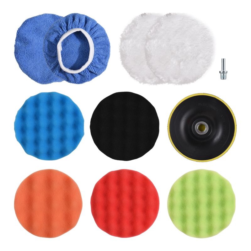 11-teiliges Autopolierpad-set (12,7 Cm) Mit Schaumstoff, Wachs Und Schwamm. Selbstklebendes Polierzubehör Für Bohrmaschinen. Ideal Für Auto, Haushalt, Bad Und Mehr.