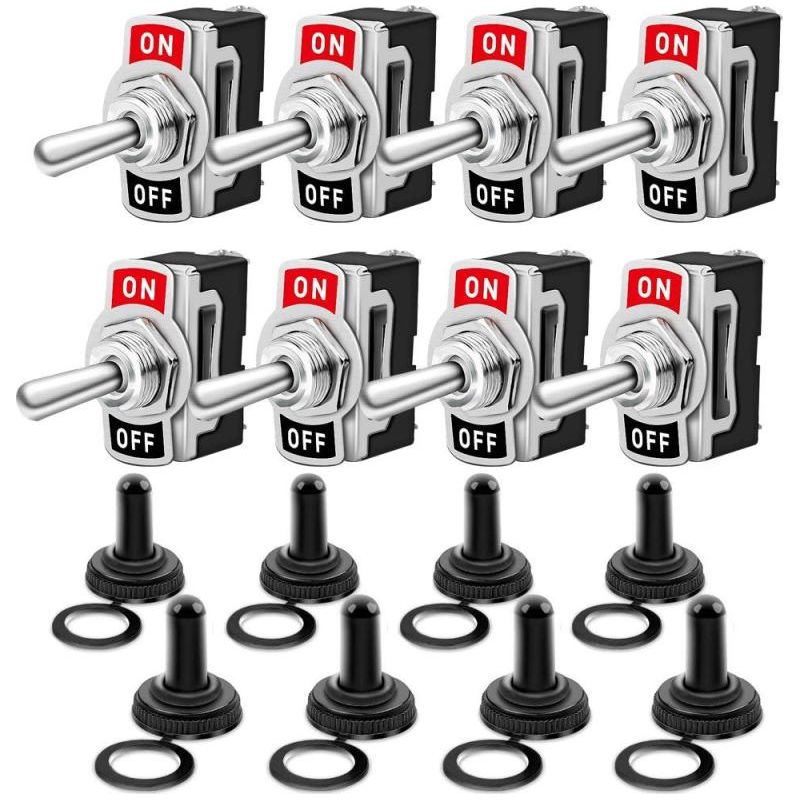 8er-pack Kippschalter Mit Wasserdichter Kappe, 10a 12v Dc / 6a 24v Dc, 2-poliger Spst-schalter Für Auto-, Lkw-, Boots- Und Schiffsanwendungen (schwarz)