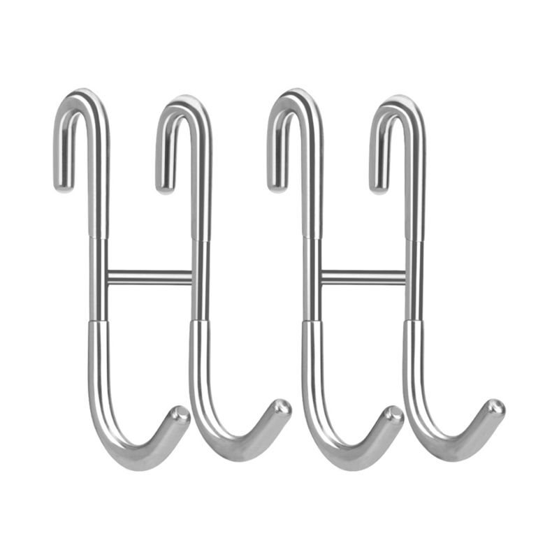 Edelstahl-s-haken, Doppelhaken, Handtuchhaken Für Bad Und Küche, Haken Zum Aufhängen Von Kleidung Ohne Löcher, Haken Für Die Türinnenseite, Silber [2 Stück]