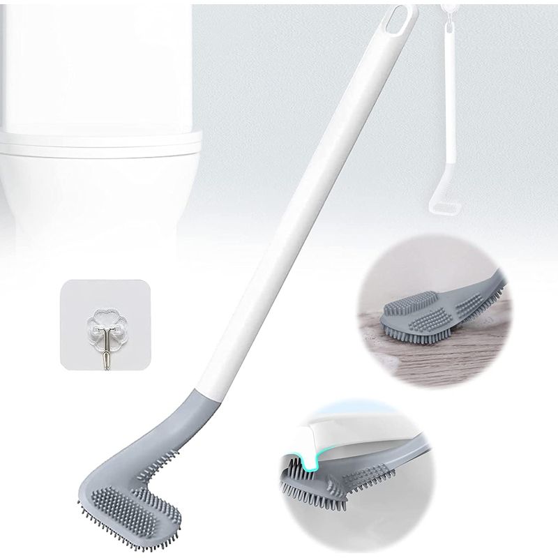 360° Flexible Toilettenbürste Im Golfstil Mit Haken – Weißes Silikon, Tiefenreinigung