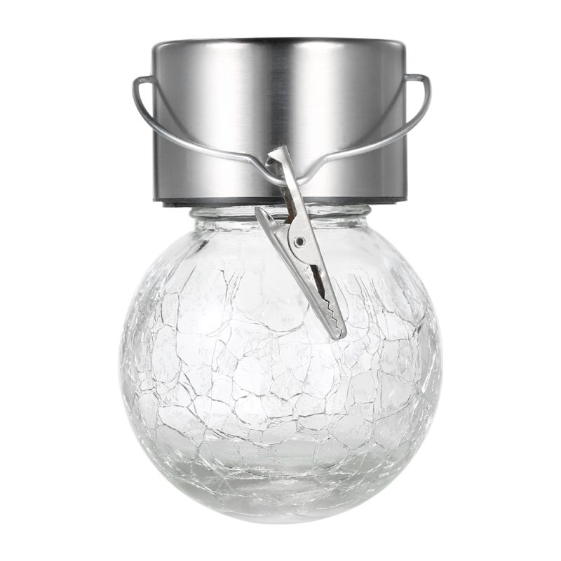 Hängende Solarlampe In Form Einer Kugel Aus Crackle-glas (1 Stück, 1,2 V, 0,1 W), Wasserabweisend (ip44), Mit Integriertem, Wiederaufladbarem 300-mah-akku. Ideal Für Gärten Und Terrassen.