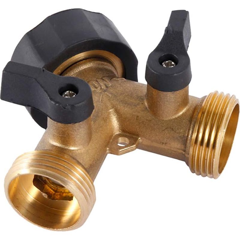 Robuster Doppelwaschmaschinenhahn Aus Messing Mit Y-anschluss, 2-wege 3/4" - Praktische Lösung Für Garten Und Außenbereich