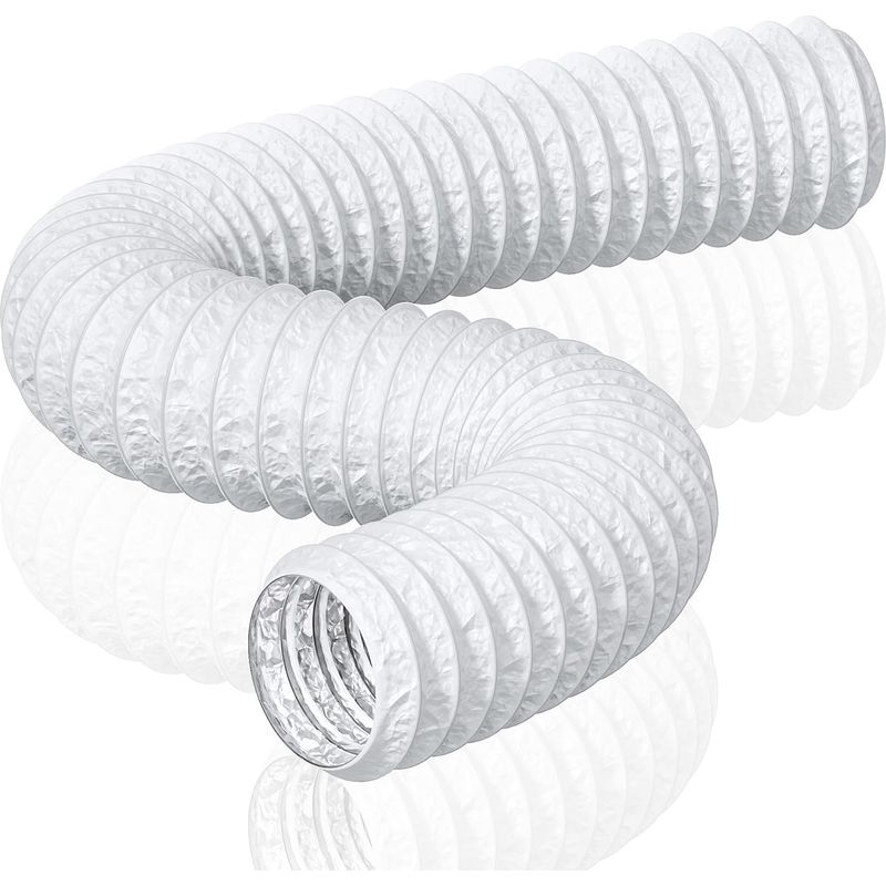 150 Mm (6 M) Weißer, Flexibler Pvc-aluminium-abluftschlauch, Isoliert Und Vielseitig Einsetzbar Für Abluftventilatoren, Klimaanlagen, Wäschetrockner Und Dunstabzugshauben