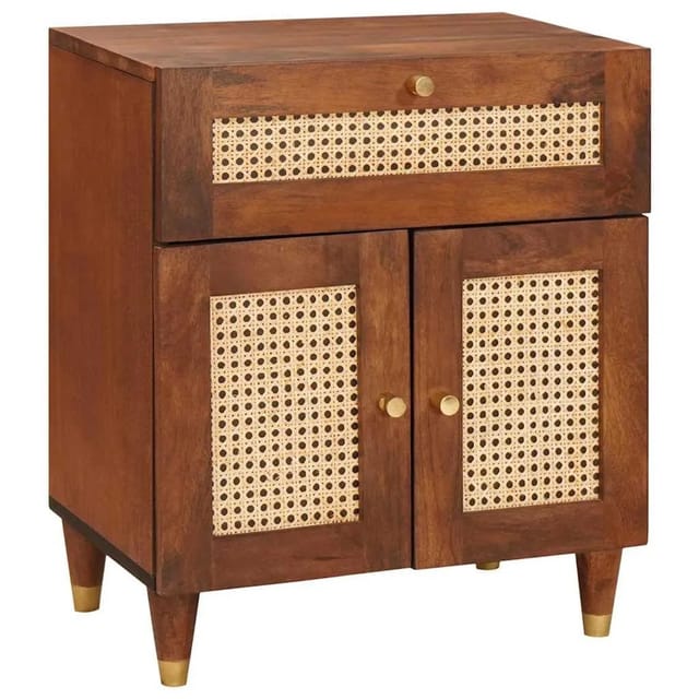 vidaXL Nachttische Braun 50 x 33 x 60 cm Rohr und Massives Mangoholz 4018891