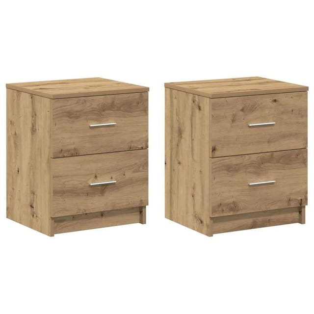 vidaXL Nachttische 2 Stk, mit 2 Schubladen Artisan-Eiche 40x36x50 cm 858802