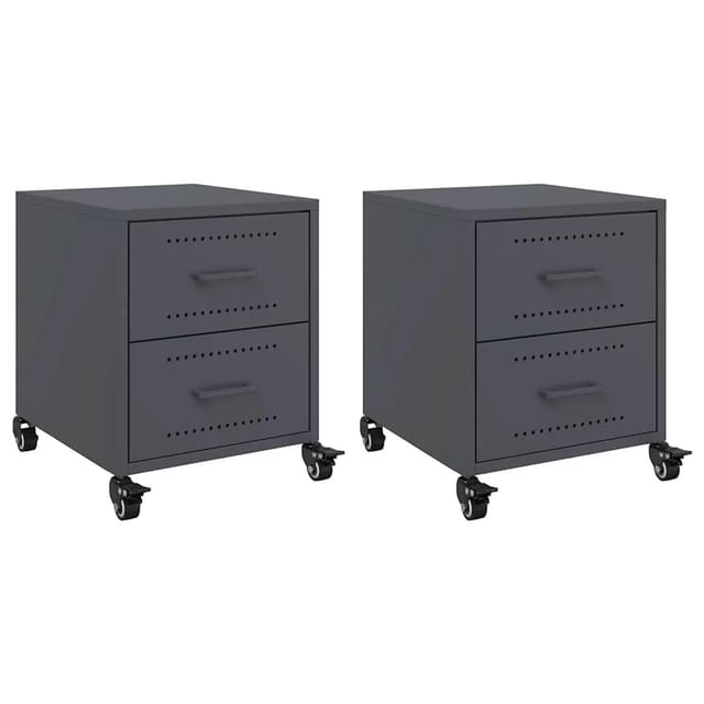 vidaXL Nachttische 2 Stk, Anthrazit 36x39x43,5 cm Stahl 846631