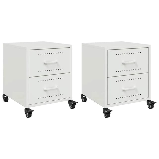 vidaXL Nachttische 2 Stk, Weiß 36x39x43,5 cm Stahl 846637