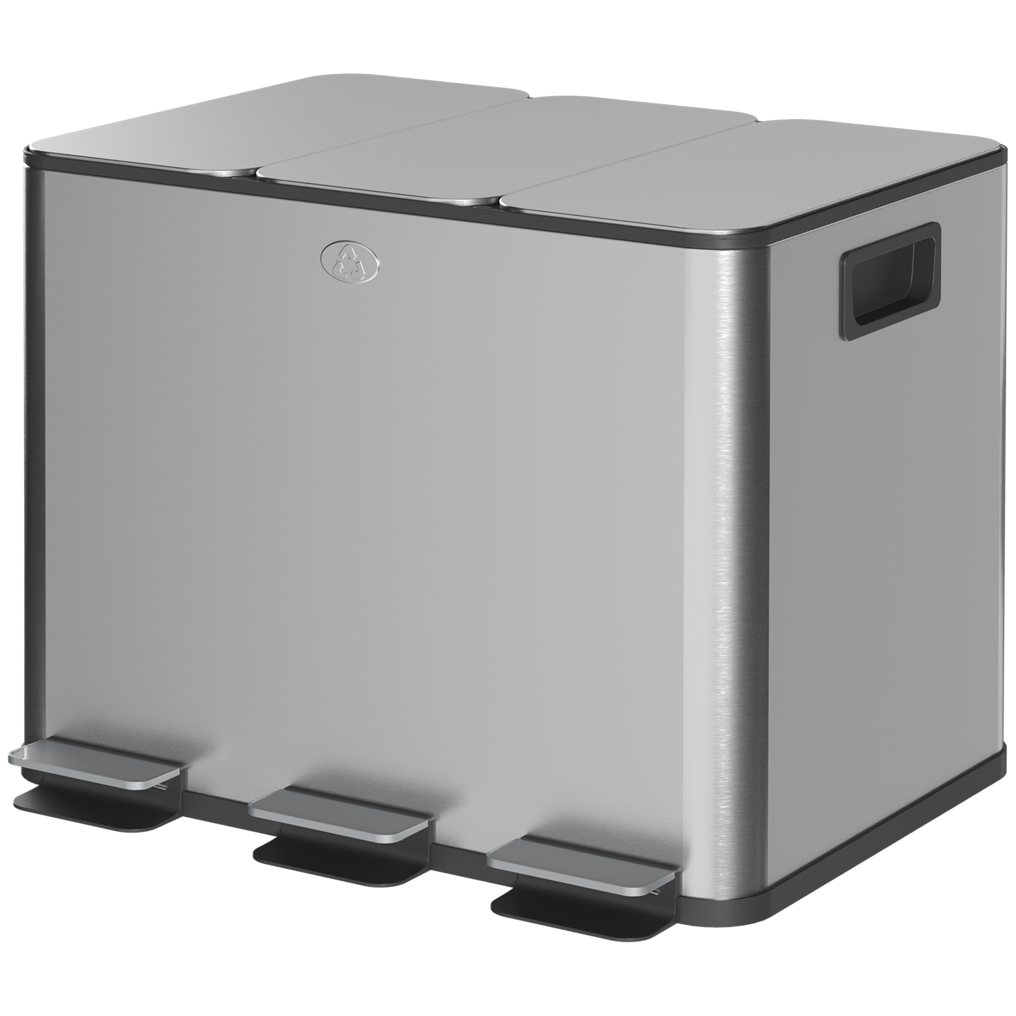 3-teiliger 20-liter-küchenabfalleimer, Silberner Recyclingbehälter 61,9 X 36,6 X 56,7 Cm, Herausnehmbare Eimer