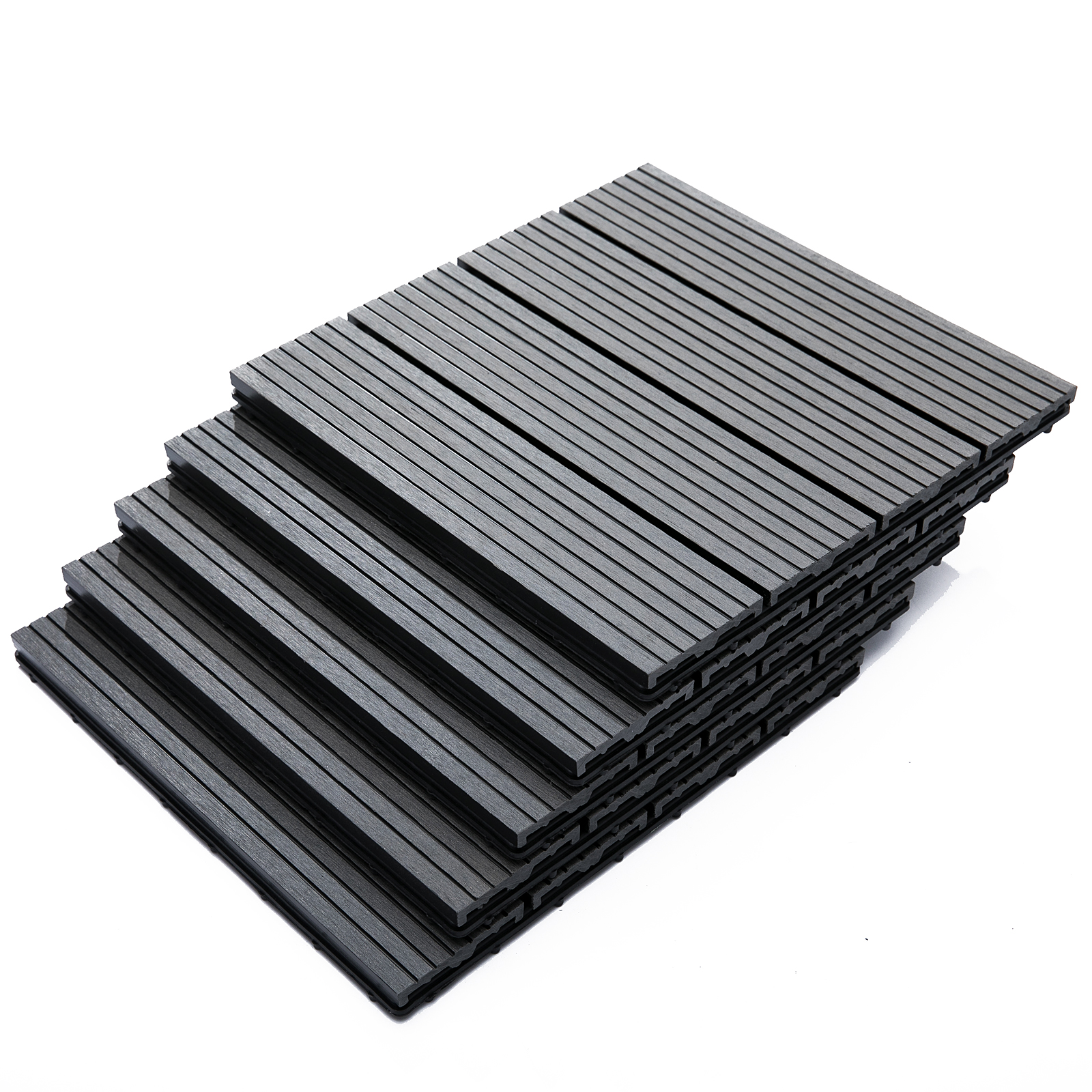 11 Rutschfeste Gartenfliesen Aus Recyceltem Hdpe, 30 X 30 X 2,2 Cm, Grau