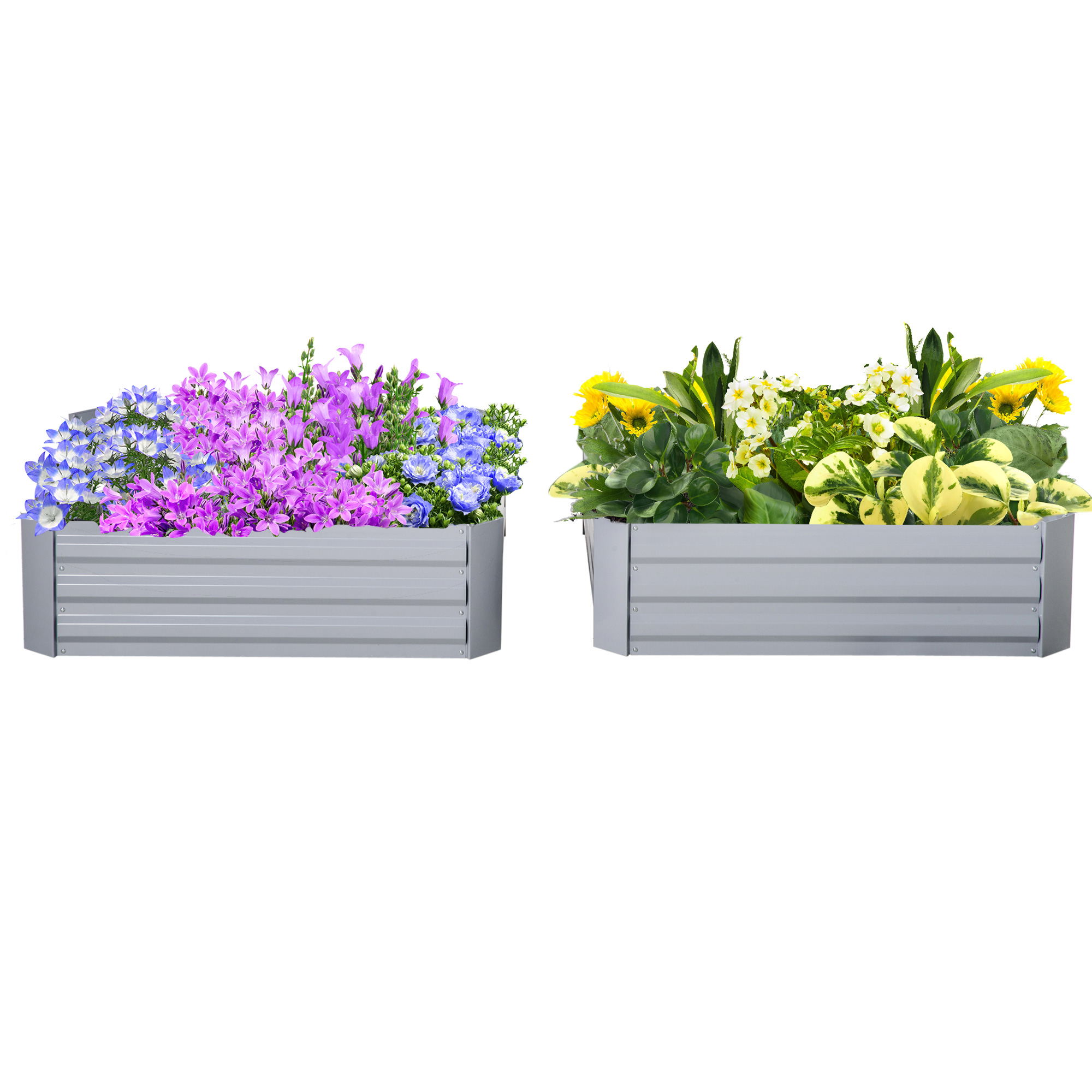 2er-set Hochbeete, Offener Boden, Stahl, 100 X 100 X 30 Cm, Grau