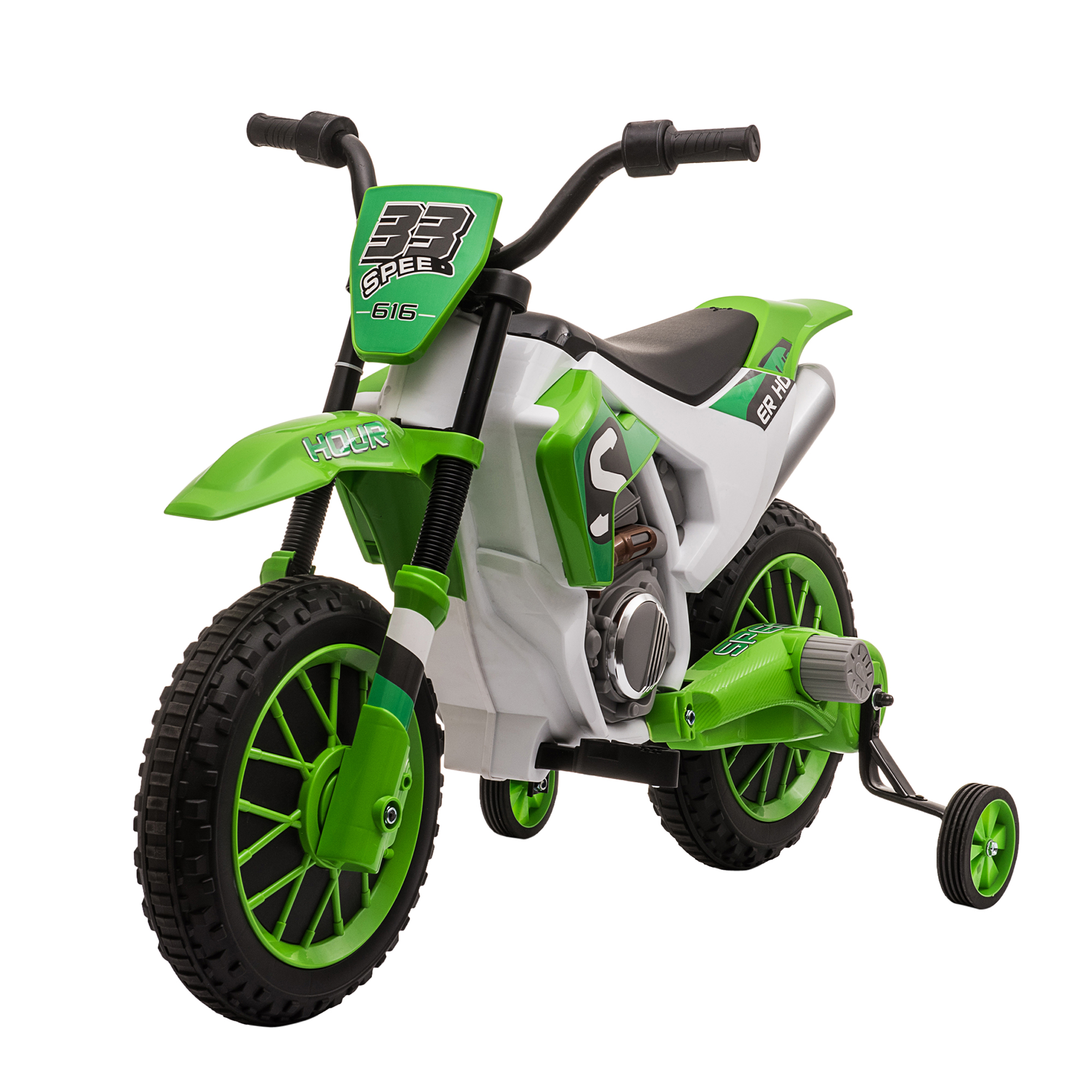 Elektrisches Offroad-motorrad Für Kinder Mit Stützrädern, Aus Pp Und Metall, 106,5 X 51,5 X 68 Cm, Grün