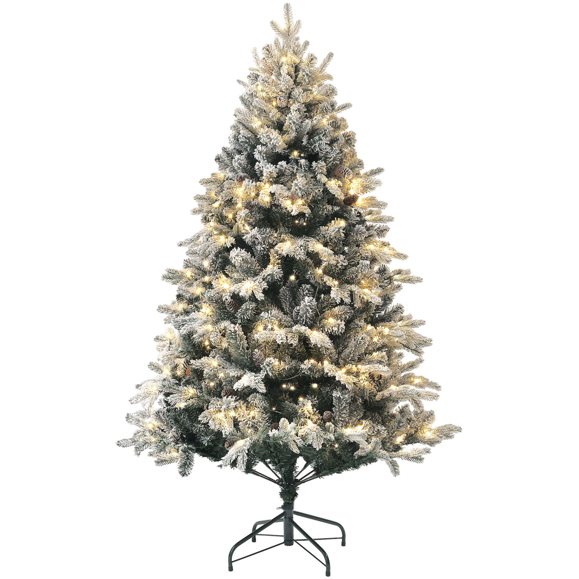 Künstlicher Weihnachtsbaum, 180 Cm, Led-beleuchtung, 793 Realistische, Schneebedeckte Zweige, Faltbarer Stahlständer, Grün