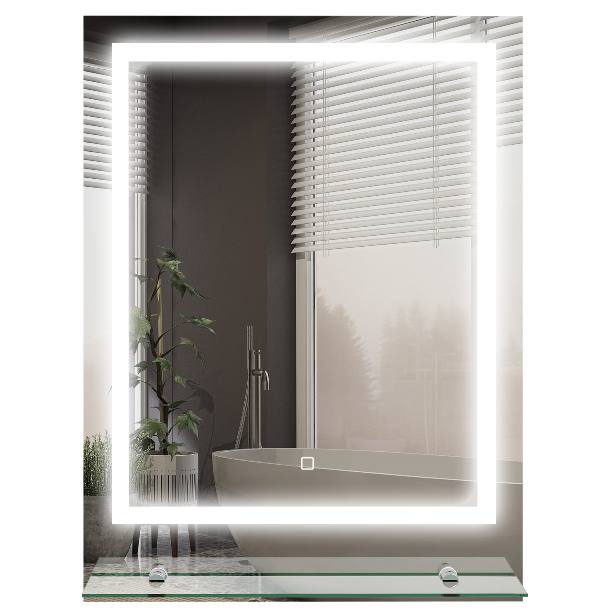 Led-wandspiegel, Rechteckig, 70 X 50 Cm, Beleuchtet