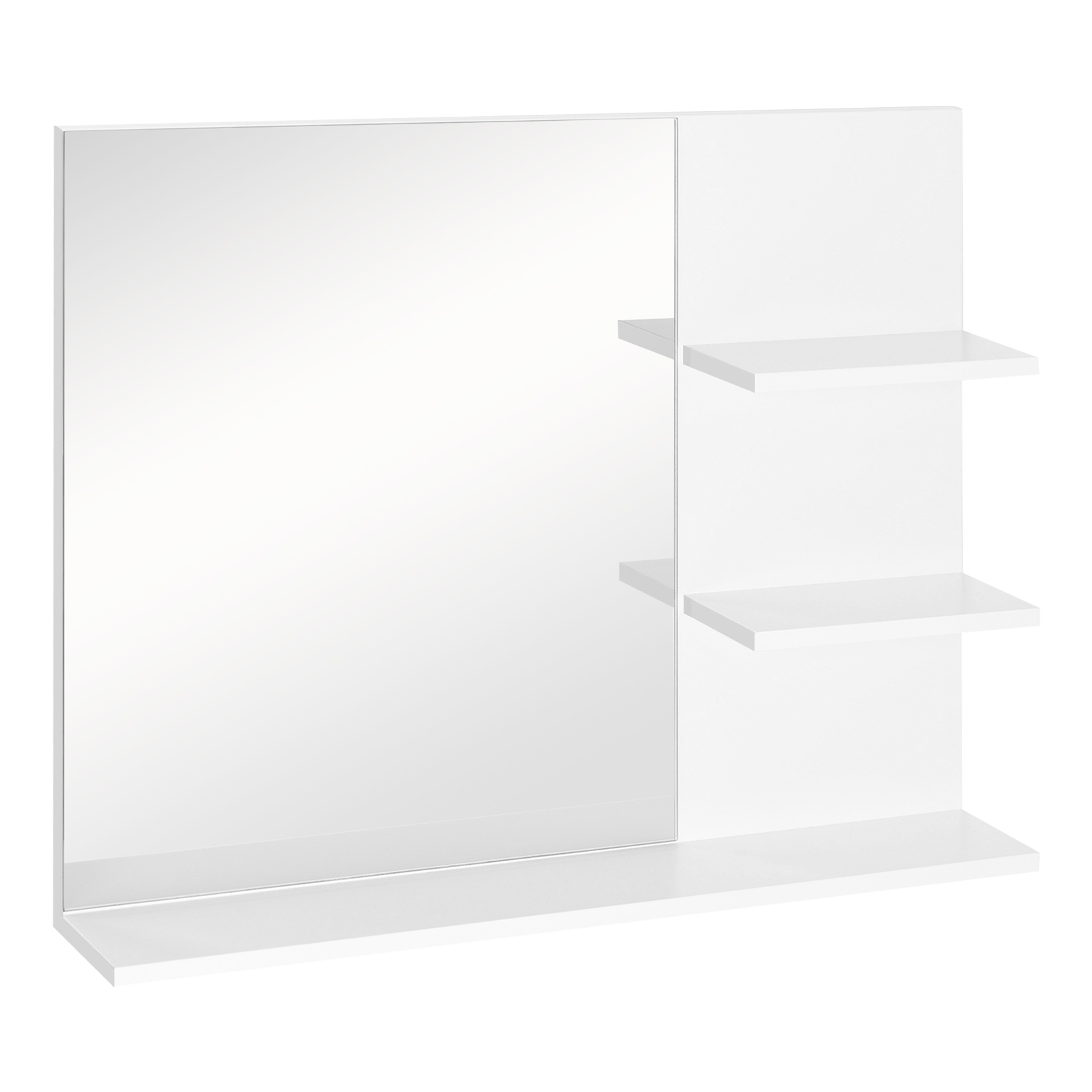 Badezimmer-wandschrank 60 X 10 X 48 Cm, Mit Spiegel Und 3 Einlegeböden, Wandmontage, Aus Weißem Mdf
