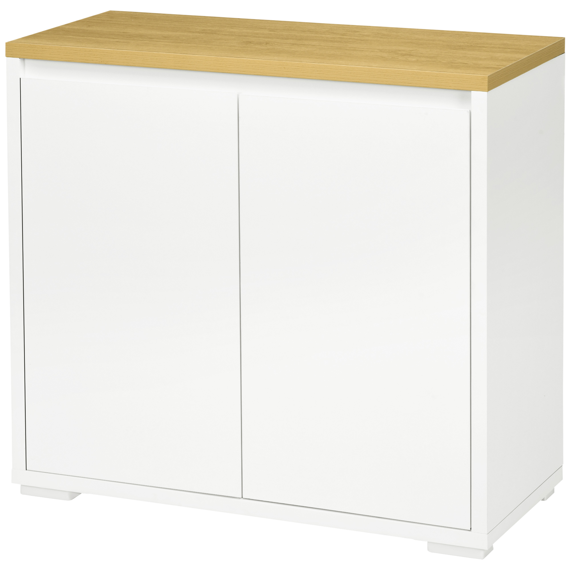 Multifunktionaler Schrank Mit 2-stöckigem Spanplattenschrank Und Verstellbarem Einlegeboden, 80 X 37 X 75 Cm