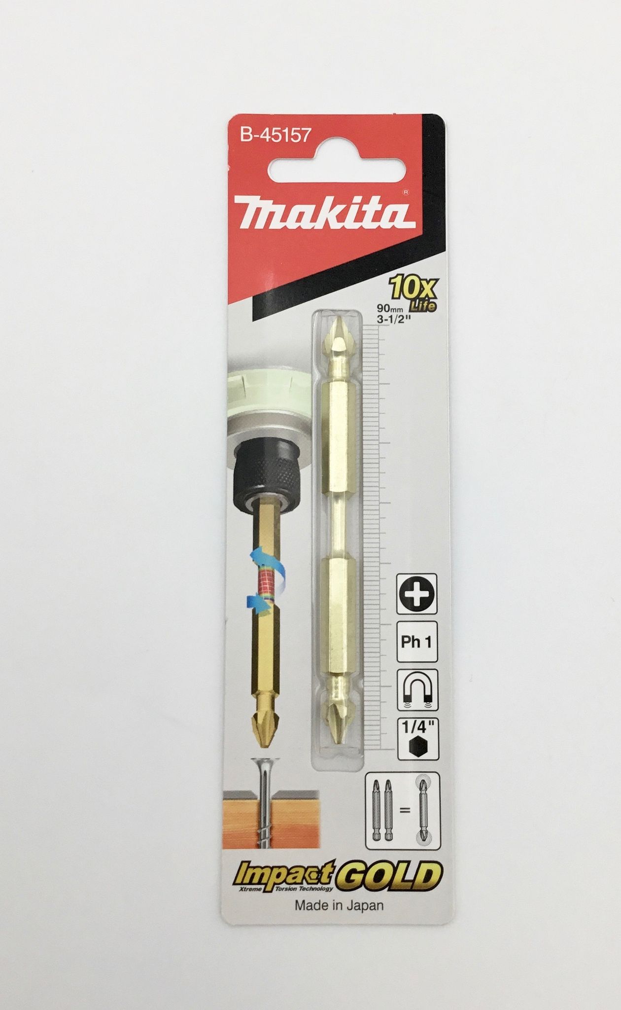 Makita Bit Doppelkreuzschlitzbit Impact Gold Torosion Ph1 - 90 Mm, 1 Stück B-45157