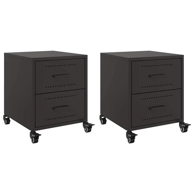 vidaXL Nachttische 2 Stk, Schwarz 36x39x43,5 cm Stahl 846627