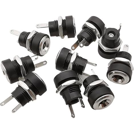 022b 3,5 X 1,3 Mm Dc-stromstecker, 2-poliger Weiblicher Anschlussstecker Für Die Panelmontage. (10 Stück)