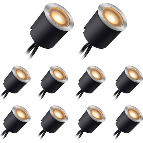 Einbau-led-terrassenleuchten-sets Mit Schutzabdeckung. Terrassenbeleuchtung. Gartenbeleuchtung. Wasserdicht (ip67). 10-teiliges Set Mit Warmweißen Leuchten Für Garten Und Terrasse.