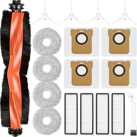 18-teiliges Zubehörset Für Den Xiaomi Saugroboter X20+: 1 Hauptbürste, 4 Staubbeutel, 4 Reinigungstücher, 4 Seitenbürsten, 4 Filter, 1 Reinigungsbürste