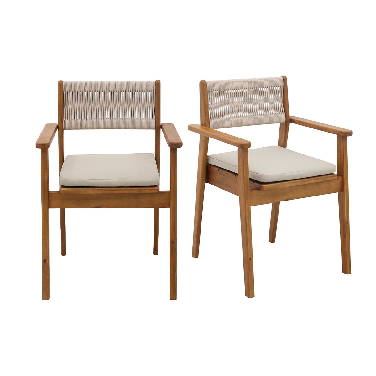 Gartenstühle Aus Massivholz Und Geflochtenem Seil (2er Set) Zephyr